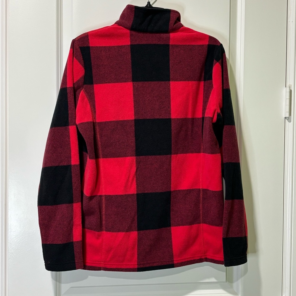 Land’s End Quarter Zip Buffalo Plaid Pullover Top Size Medium Red Black - Picture 2 of 4